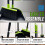 Upright Dustpan Brush Set Long Handle Green Broom 9