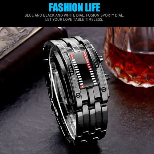 Red LED Digital Watch Waterproof Men's Classic Plated 2