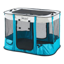 Parc pliable pour chien - HELLOSHOP26 - 70x55x45 cm - bleu beige - pliable - avec sac de transport