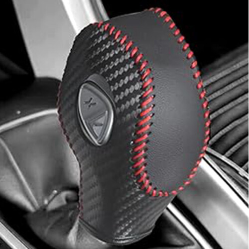 Leather Gear Shift Knob Cover Black Carbon Red Thread Ford 1