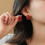Geometry Red Stud Earrings S999 Sterling Silver Vintage 2