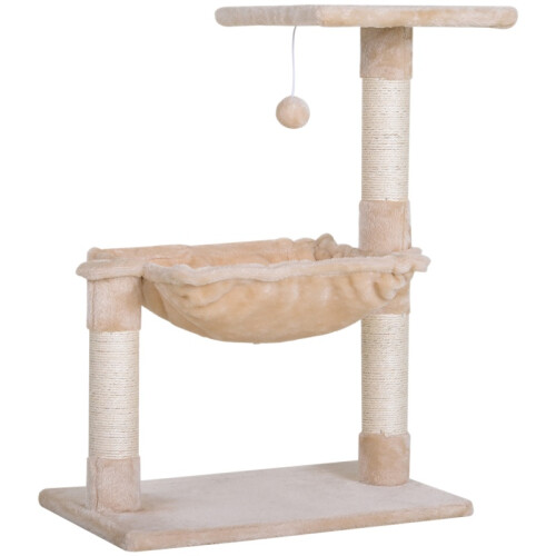 Cat Scratch Post with Bed Cat Tree for Indoor Cats Sisal Scratching Posts Hammock Kitty Activity Centre Beige 1