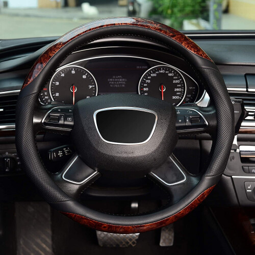 Steering Wheel Cover Microfiber Leather 14.5-15 Inch 1