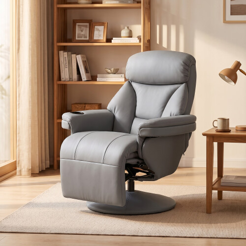 Homcom (Grey) HOMCOM Upholstered Reclining Armchair with Adjustable Backrest 1