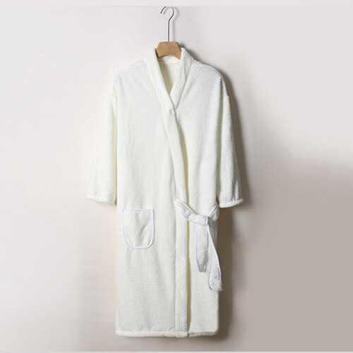 Women's Fleece Bathrobe Solid Color Long Sleeve Absorbent 1