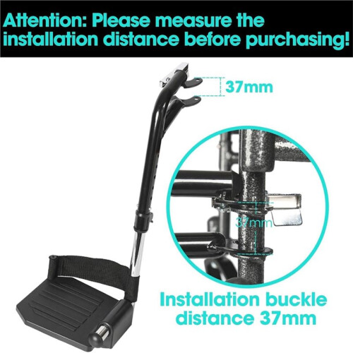 Universal Wheelchair Footrest Replacement - Adjustable Composite Footboard & Heel Loop, Foldable Comfort Support 1