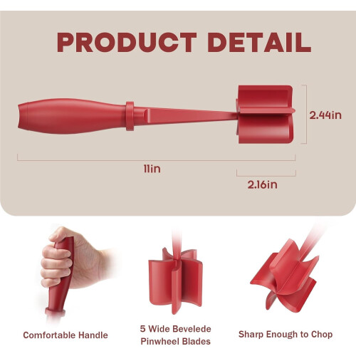 Heat-Resistant Meat Chopper Nylon Smasher Fork Red 1