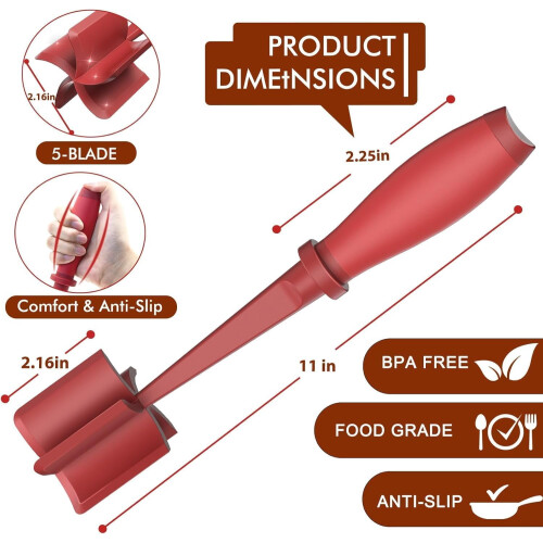 Heat-Resistant Meat Chopper Nylon Smasher Fork Red 2