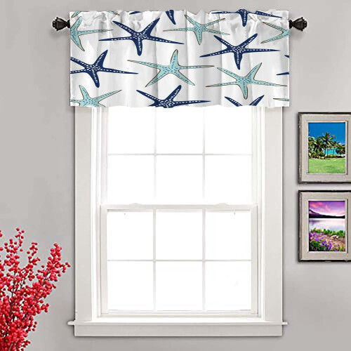 Kitchen Valance Curtains Starfish Pattern 2 Pack 52x18 1