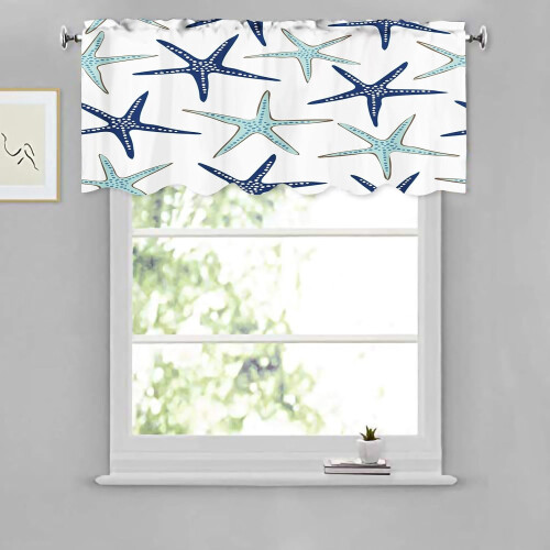 Kitchen Valance Curtains Starfish Pattern 2 Pack 52x18 2