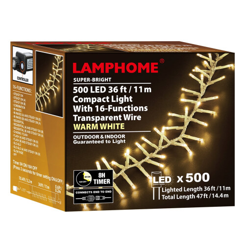 Christmas String Lights 36FT 500LED Warm White 1