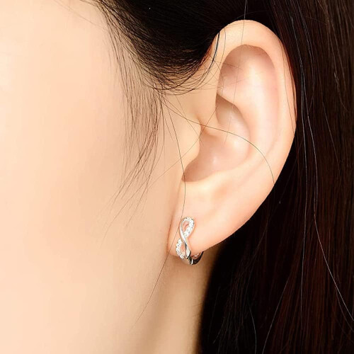 Infinity Small Hoop Earrings 925 Sterling Silver Cubic 1