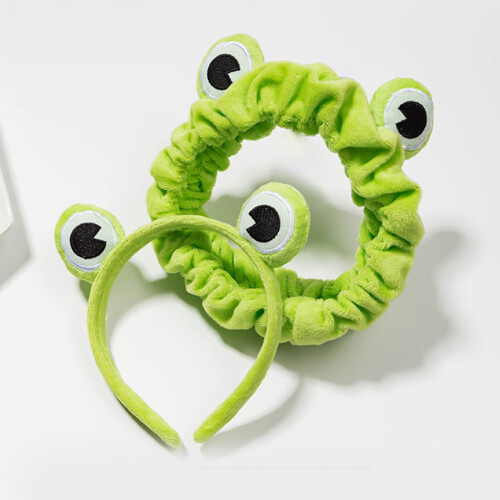 Cute Frog Eyes Wash Face Headband Plush Wrapped Elastic 2