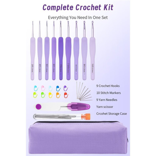 30pcs Crochet Hook Set Gradient Crochet Hooks Ergonomic Grip Arthritis Friendly,Crochet Needles Set 2