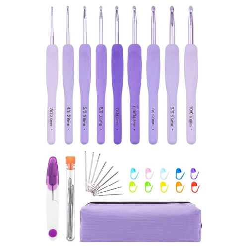 30pcs Crochet Hook Set Gradient Crochet Hooks Ergonomic Grip Arthritis Friendly,Crochet Needles Set