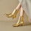 Women's Mid-Heel Ankle Boots Pointed Toe Side Zip Metallic 4