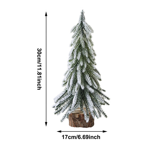 Snow Flocked Mini Christmas Tree with Wooden Base 2