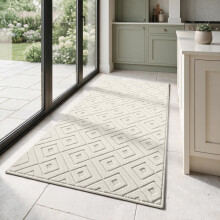 (60x110cm (2.0 x 3.6 ft), Box Cream) Geometric Rugs - Modern Non Slip Area Rugs for Bedroom and Living Room Carpet