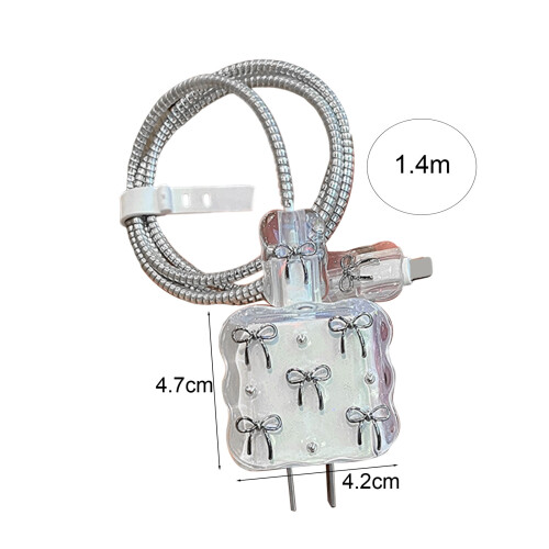 USB-C Cable Protector Bowknot Cover for iPhone 20W Adapter 1