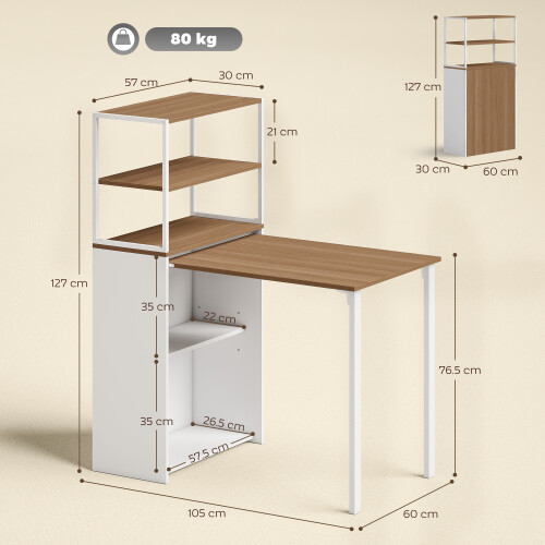 Homcom HOMCOM Foldable Computer Desk, Home Office Desk for Small Spaces, Natural 2