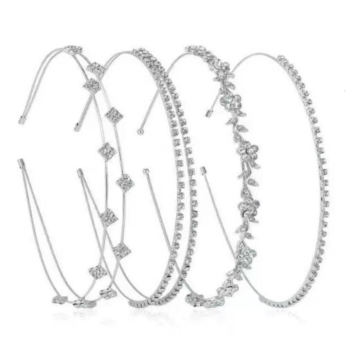 Bridal Headbands Rhinestone Silver 4 pcs 2