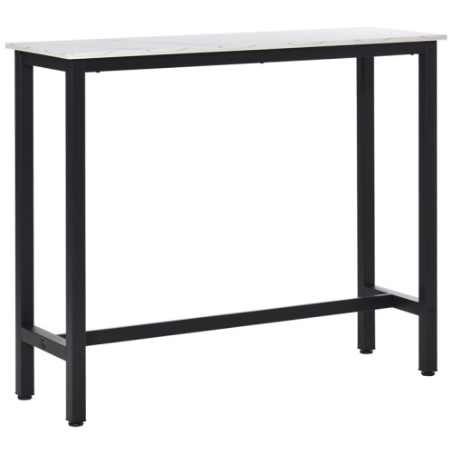 Rectangular Bar Table, Wood Effect Coffee Table for Small Space, Breakfast Dining, Kitchen, Industrial, White & Black 1