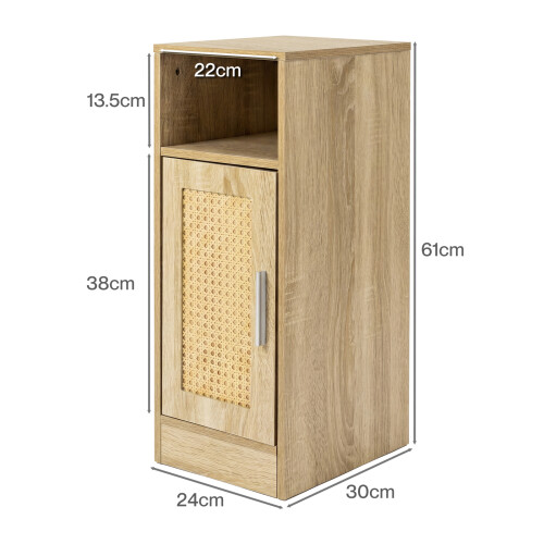 Levede Bedside Table 2 Pc Narrow Side Table Boho Rattan Storage For Bedroom Wood 1