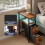 Levede Bedside Table Narrow Side Table with LED Charging Station Storage Brown 5
