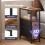 Levede Bedside Table Narrow Side Table with LED Charging Station Storage Brown 7