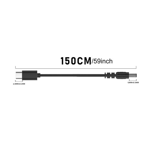 USB Power Line USB-C to DC12V Converter with DC5.5x2.5mm 1