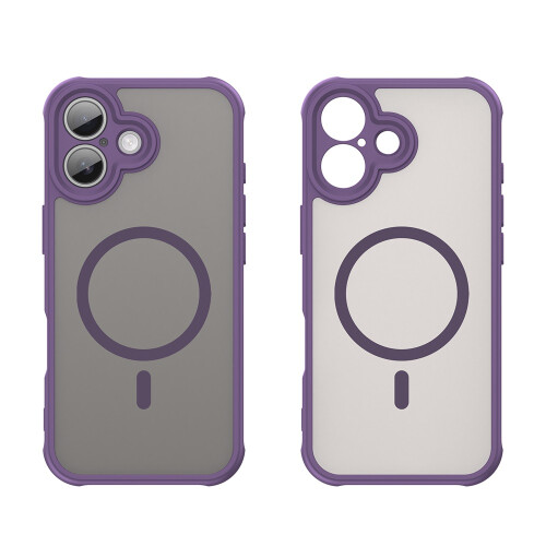 iPhone 16 Magnetic Matte Case Purple with Military-Grade 2
