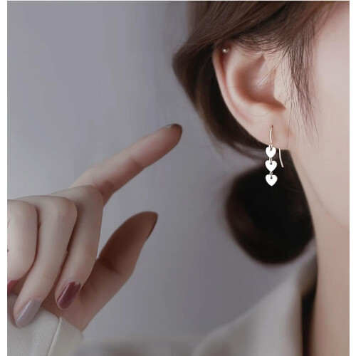 Sterling Silver Heart Drop Earrings for Women 1