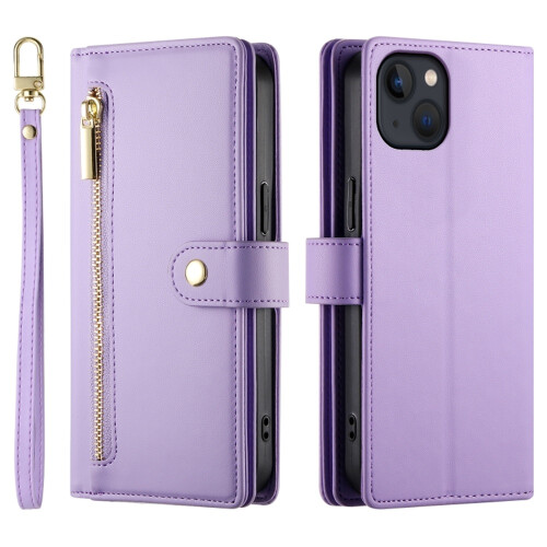 Purple Leather Wallet Case for iPhone 13 6.1 inch 1