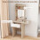 Homcom HOMCOM Compact Dressing Table with Lighted Mirror Open Shelves Natural Wood 7