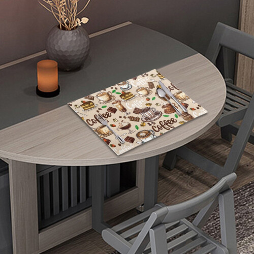 Khaki Coffee Chocolate Printed Placemats Set of 4 1