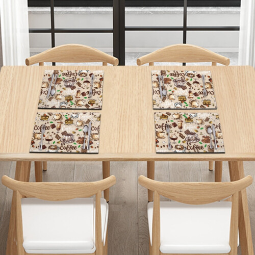 Khaki Coffee Chocolate Printed Placemats Set of 4 2