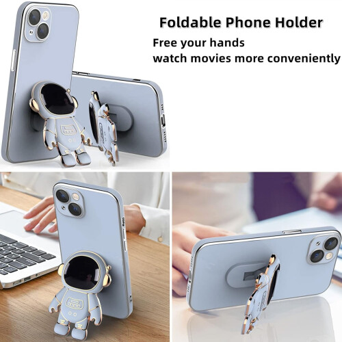 Cartoon Astronaut Phone Case Purple TPU Foldable Stand 2