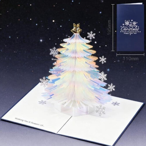 3D Christmas Pop-Up Cards with Glitter Tree and Envelopes 2