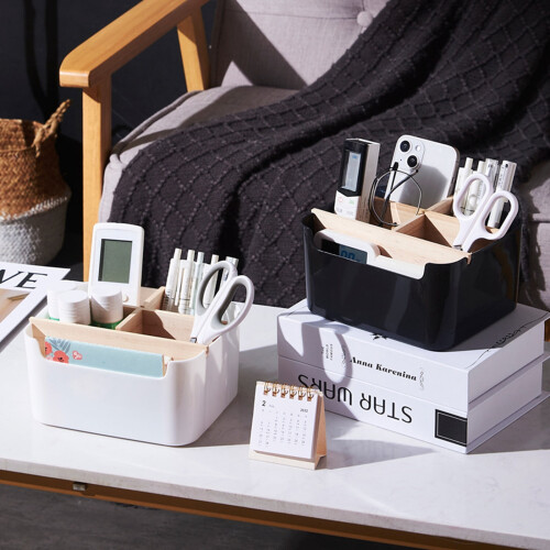 Desk Organizer Plastic 5-Compartment Pen Holder Black 1