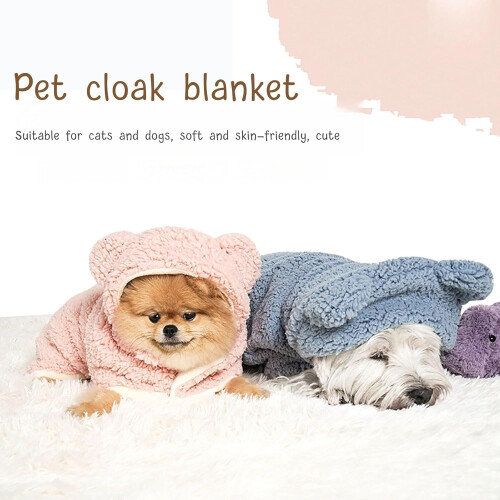 Pet Cape Blanket Hooded Robe Gray Medium 2
