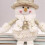 Christmas Tree Ornament Beige Fabric Santa Snowman 6