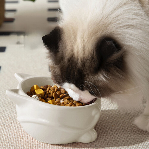 Ceramic Cat-Shaped Pet Bowl 5.51 in Elevated Large Capacity 2