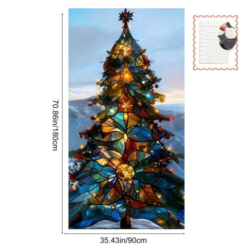 PVC Christmas Tree Window Clings Reusable Glass Compatible 2