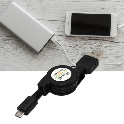 Micro USB 2.0 Cable Retractable A to B Male 1m 2