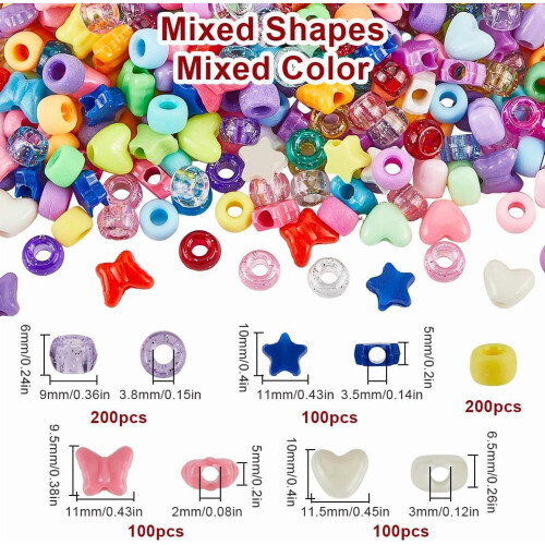 Pony Beads Assorted Shapes 700 pcs for Jewelry Making 1