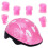 Skating Helmet Kit Pink Adjustable 7-Piece Set for Kids 3