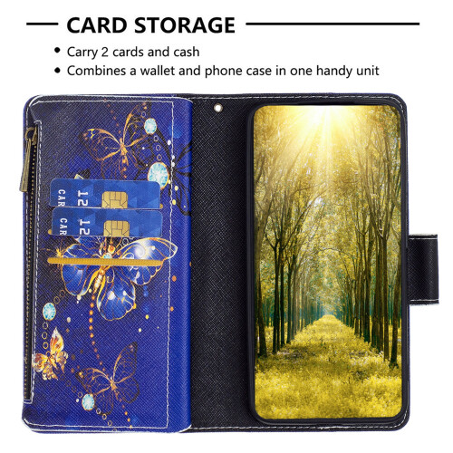 Samsung Galaxy A15 case purple butterfly PU leather wallet 1