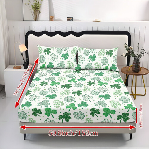 Shamrock Clover Dot Sheets Set King 3-Piece Cooling 1
