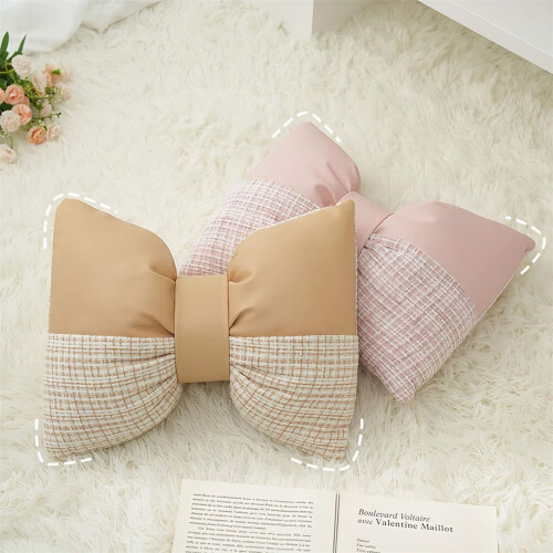 Bow-Shaped Decorative Pillow Black Lace Ruffle 2