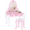Kids Dressing Table Set, Vanity Table with Stool, Mirror, Drawer, Desktop, Storage, Ballet-Theme, Pink 1